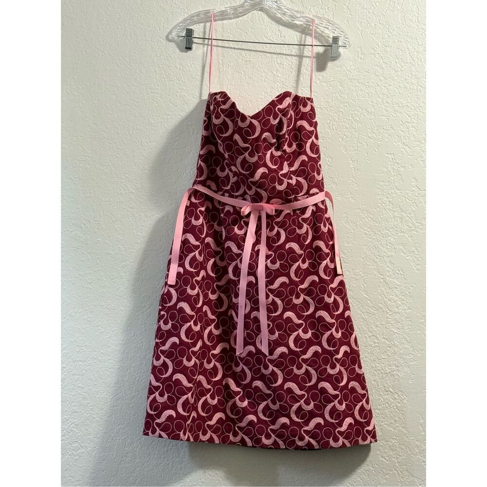 Kathlin Argiro Maroon Pink Embroidered Dress 6 midi sweetheart strapless